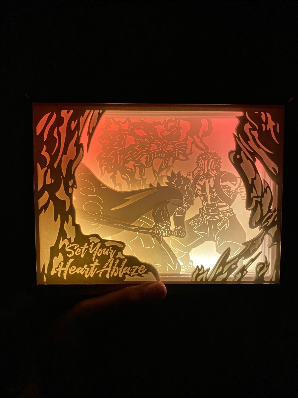 Set Your Heart Ablaze LED Shadow Box - Orange Decorative Light